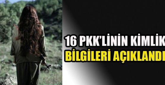 16 PKK'linin kimlikleri açıklandı