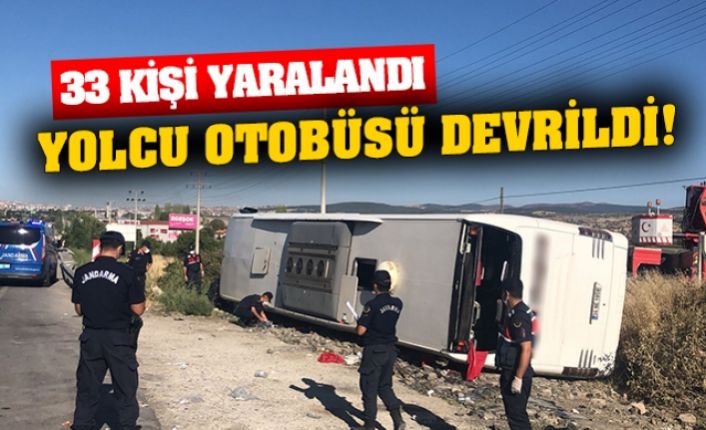 Uşak'ta yolcu otobüsü devrildi: 33 yaralı