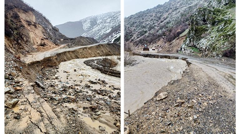 Şemdinli - Alan Köyü yolu çöktü, ulaşım sağlanamıyor