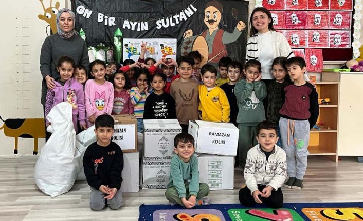 Şemdinli'de Anaokulu miniklerinden ‘Ramazan kolisi’ kampanyası