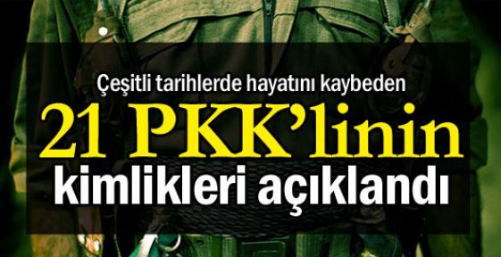 21 PKK'linin kimlikleri açıklandı!