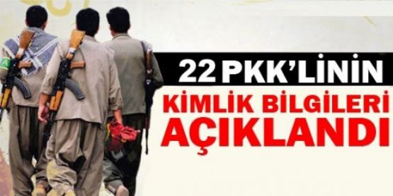 22 PKK'linin kimlikleri açıklandı