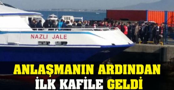Anlaşma başladı, sığınmacıları taşıyan ilk gemi Dikili'ye geldi