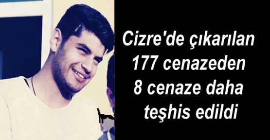 Cizre'de çıkarılan 177 cenazeden 8 cenaze daha teşhis edildi