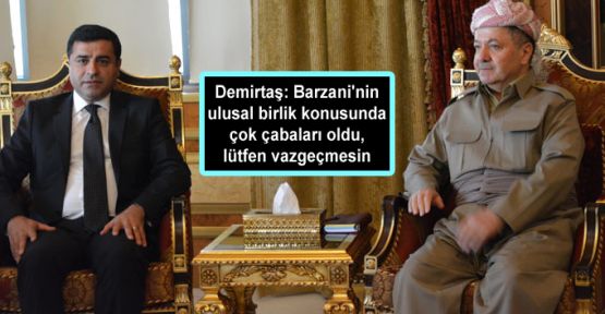 Demirtaş: Barzani ulusal birlik konusunda vazgeçmesin