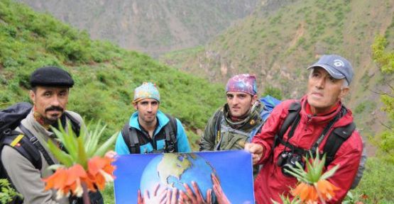 Hakkari'de dağcılar, Ters Laleler arasında kardeşlik mesajı verdi