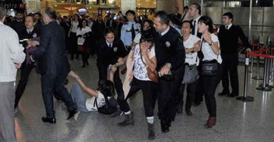 Havaalanında Kobani protestosu yapan kadınlar gözaltında