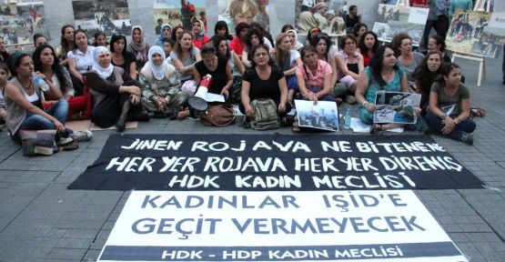 HDP ve HDK'li kadınlar IŞİD çetelerini protesto etti