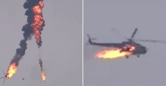 İdlib'de Suriye helikopteri düşürüldü