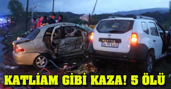 İki otomobil çarpıştı: 5 ölü, 2 yaralı