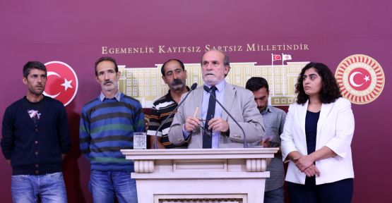 İnşaat işçileri ve HDP'li vekillerden Meclis'te basın toplantısı