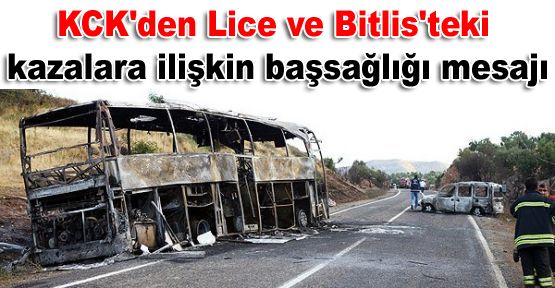 KCK'den Lice ve Bitlis'teki kazalara ilişkin başsağlığı mesajı