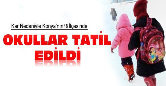 Konya'da kar yağışı okulları tatil ettirdi
