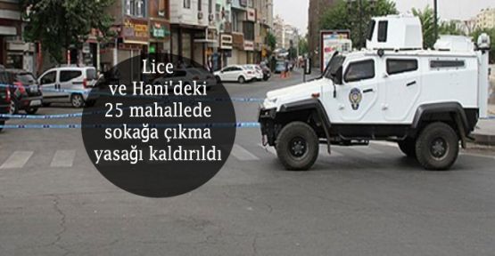 Lice ve Hani'deki 25 mahallede sokağa çıkma yasağı kaldırıldı