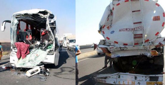 Mardin'de yolcu otobüsü tankere çarptı: 2 ölü, 13 yaralı