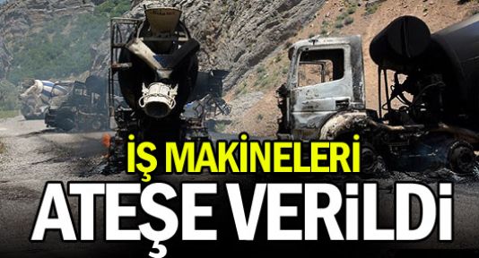 Muş'ta iş makinaları ateşe verildi