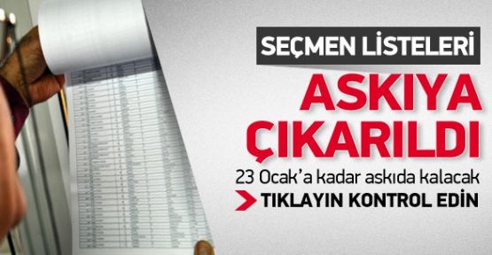 Seçmen listeleri askıda KONTROL EDİN!
