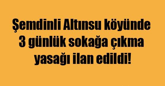 Şemdinli Altınsu Köyü'nde 3 günlük sokağa çıkma yasağı
