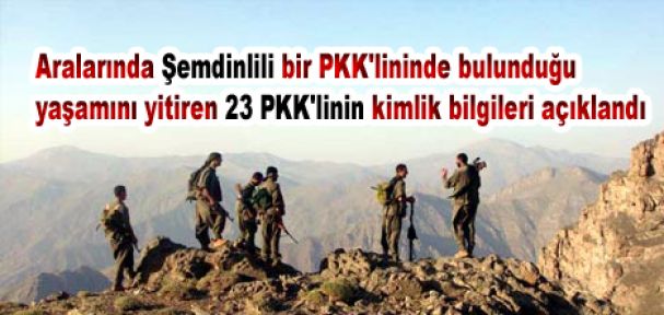 Yaşamını yitiren 23 PKK'linin kimlik bilgileri açıklandı
