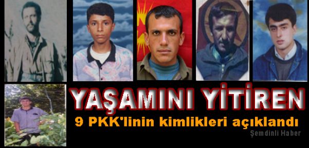 Yaşamını yitiren 9 PKK'linin kimlikleri açıklandı