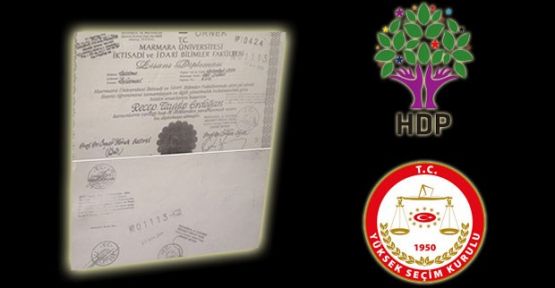 YSK, HDP'ye Erdoğan'ın diploma örneğini gönderdi