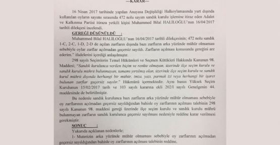 Yurtdışındaki mühürsüz zarflar geçersiz sayıldı