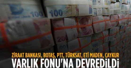 Ziraat Bankası, BOTAŞ, PTT, Çaykur Varlık Fonu'na devredildi