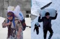 Karla kaplı köyde depremzedeler için pişirilen ekmekleri sırtlarında metrelerce taşıdılar