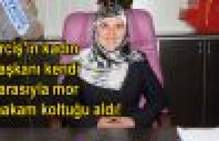 Erciş'in kadın başkanı kendi parasıyla mor makam...