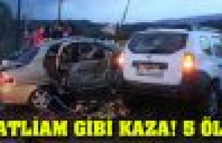 İki otomobil çarpıştı: 5 ölü, 2 yaralı