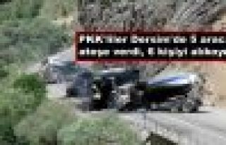 PKK'liler Dersim'de 5 aracı ateşe verdi, 6 kişiyi...