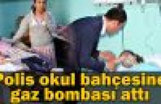 Polis, okul bahçesine gaz bombası attı