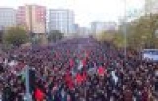 Van'da on binlerin Kobani destanına destek