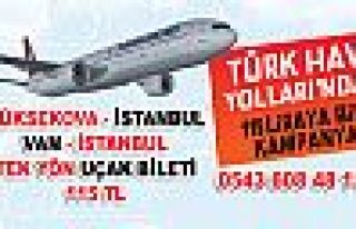 YÜKSEKOVA - İSTANBUL UÇAK BİLETİ 115 TL